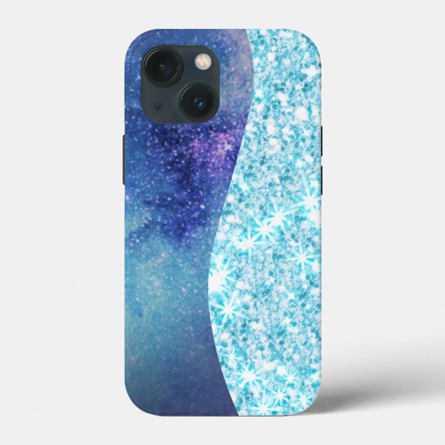 Blue Luxury Moderne Gradientengalaxie Glitzer Star Case-Mate iPhone Hülle (Rückseite)