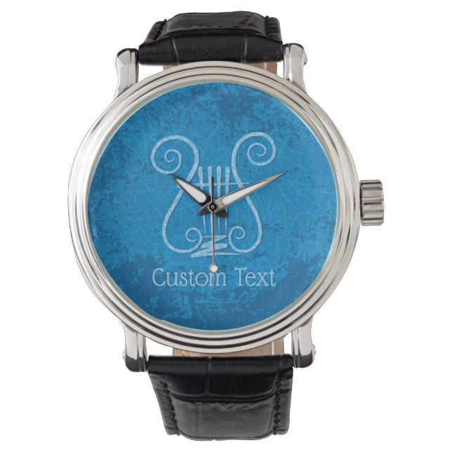 Blue Lyre Hintergrund Armbanduhr (Vorderseite)