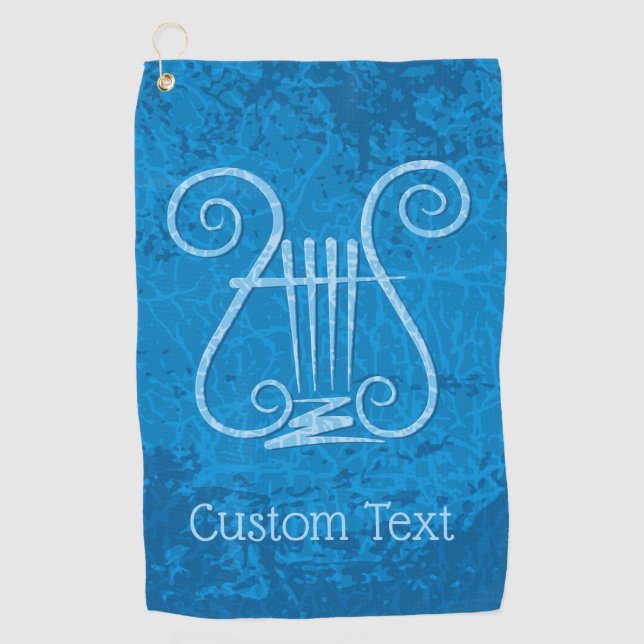 Blue Lyre Hintergrund Golfhandtuch (Vorderseite)