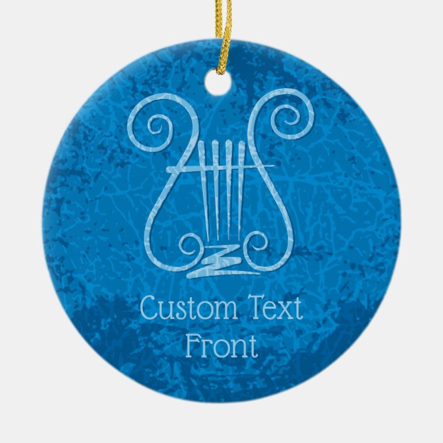 Blue Lyre Hintergrund Keramik Ornament (Vorne)