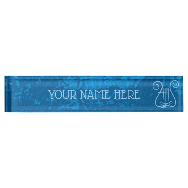 Blue Lyre Hintergrund Namensplakette (Vorderseite)