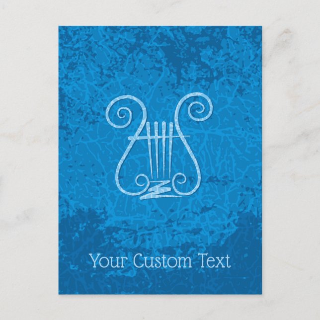 Blue Lyre Hintergrund Postkarte (Vorderseite)