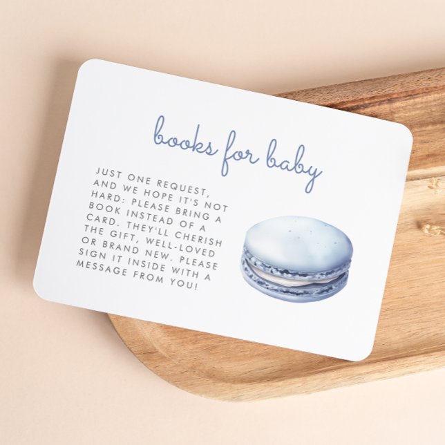 Blue Macaron Baby Shower Books Enclosure Card Begleitkarte (Von Creator hochgeladen)