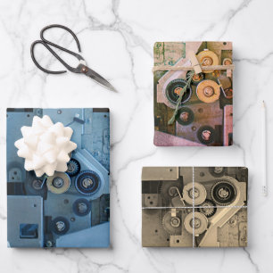 Blue Machinery Mechanical Robotic Funny Cool Geeky Geschenkpapier Set