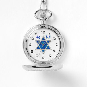 Blue Magen David, Imitate hebräische Zahlen, Monog Armbanduhr