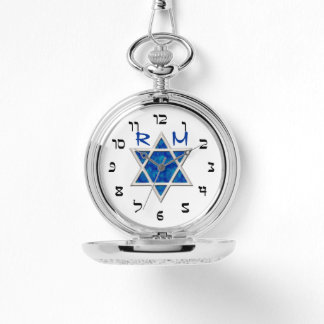 Blue Magen David, Imitate hebräische Zahlen, Monog Armbanduhr