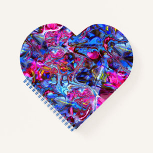 Blue Magenta und Yellow Heart Notebook Notizbuch