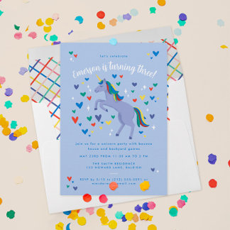 Blue Magical Rainbow Unicorn Geburtstag Einladung
