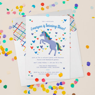 Blue Magical Rainbow Unicorn Geburtstag Einladung