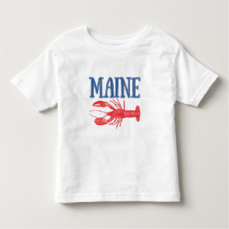 Blue Maine Text Red Watercolor Lobster Kleinkind T-shirt