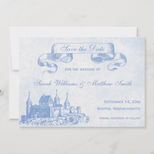 Blue Mairytale Wedding Save the Date (Vorderseite)