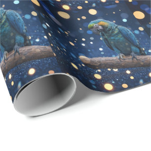 Blue Majestät: The Blue Macaw on Dreamy Blue Bokeh Geschenkpapier