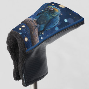 Blue Majestät: The Blue Macaw on Dreamy Blue Bokeh Golf Headcover