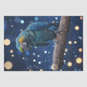 Blue Majestät: The Blue Macaw on Dreamy Blue Bokeh Seidenpapier