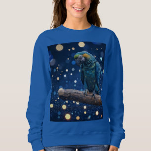 Blue Majestät: The Blue Macaw on Dreamy Blue Bokeh Sweatshirt