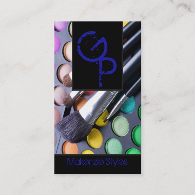 Blue Make up Artist Palette Business Card Visitenkarte (Vorderseite)