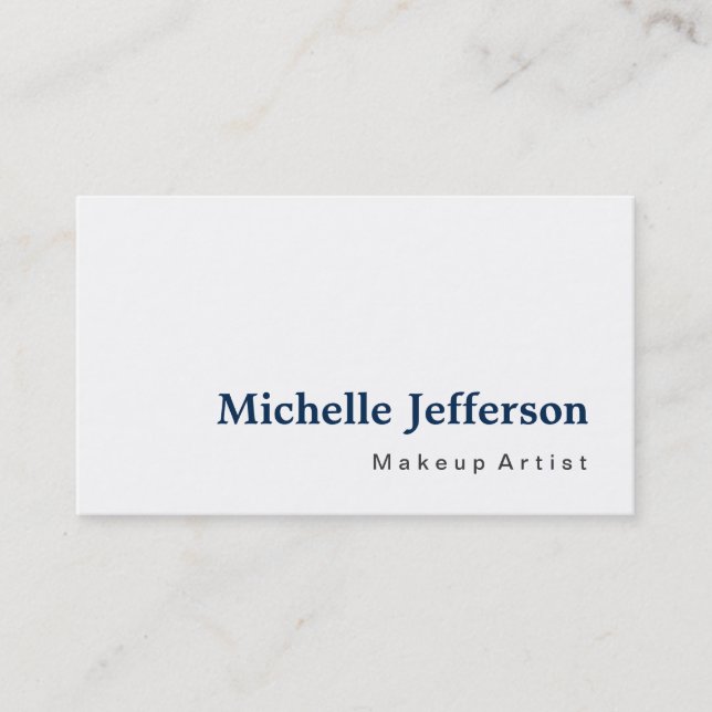 Blue Makeup Artist White Modern Business Card Visitenkarte (Vorderseite)