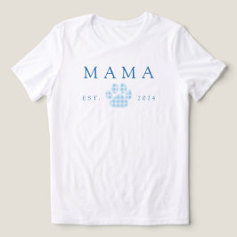 Blue Mama Gingham Paw Print Birthday Tri-Blend Shirt