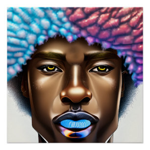 Blue Man Black King Melanin Bruh Brother Poster