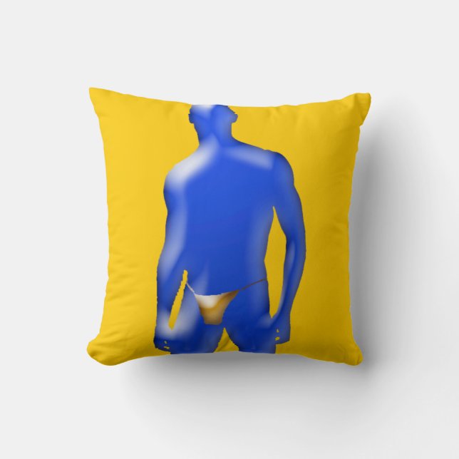 Blue Man Orange Underwear Pillow Kissen (Vorderseite)