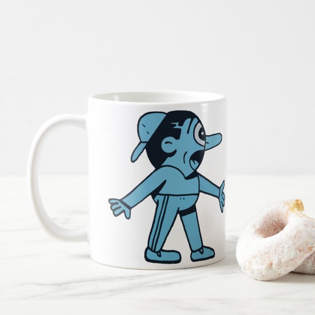 Blue Man Walks Hund. Kaffeetasse (Mit Donut)