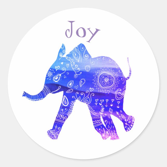 Blue Mandala Baby Elephant Joy Sticker (Vorderseite)