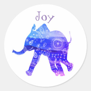 Blue Mandala Baby Elephant Joy Sticker