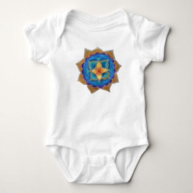 Blue Mandala Baby Jersey Bodysuit Strampler (Vorderseite)