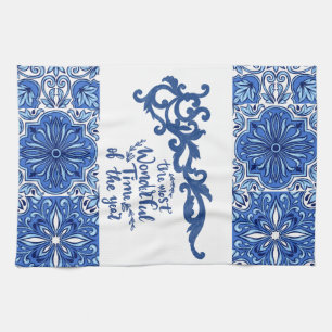 Blue Mandala Badetuch Set Geschirrtuch