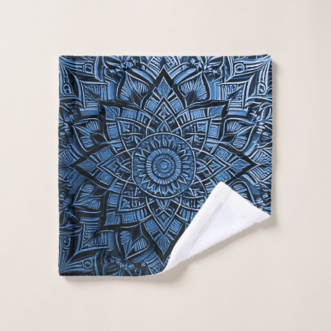 Blue Mandala Badhandtuch Set (Waschlappen)