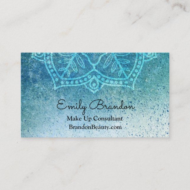 Blue Mandala Business Card Visitenkarte (Vorderseite)