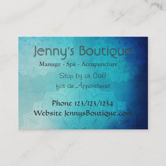 Blue Mandala Classy Business Card Terminkarte (Vorderseite)