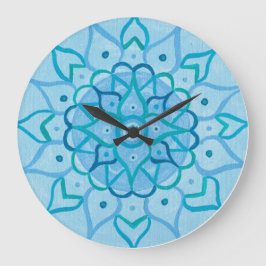 Blue Mandala Clock Große Wanduhr