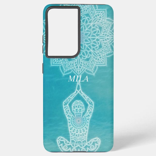 Blue Mandala Design Samsung Galaxy Gehäuse Samsung Galaxy Hülle (Rückseite)