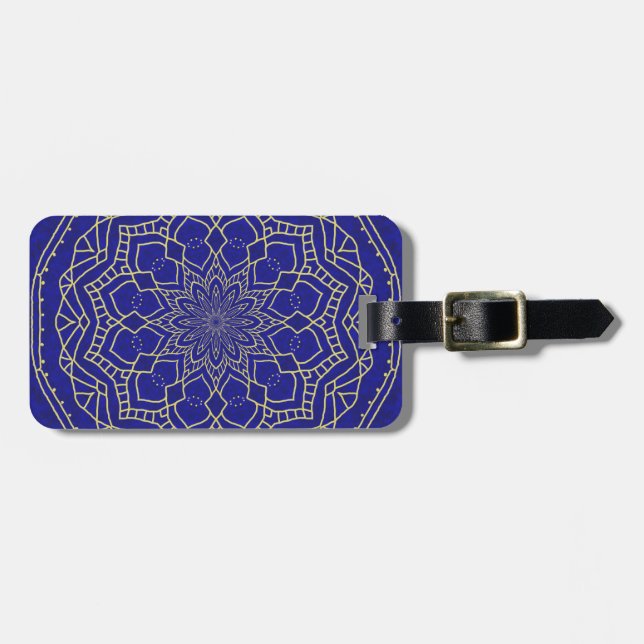 Blue Mandala Gepäckanhänger (Vorderseite horizontal)