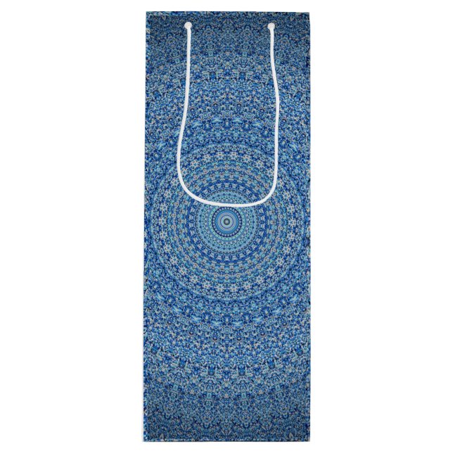 Blue Mandala Geschenktüte Für Weinflaschen (Vorderseite)