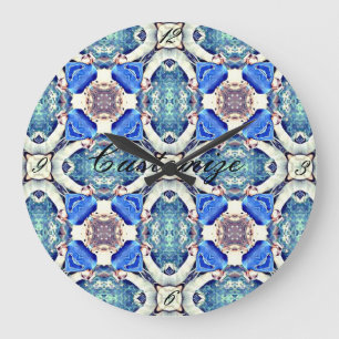 Blue Mandala Herz Thunder_Cove Große Wanduhr