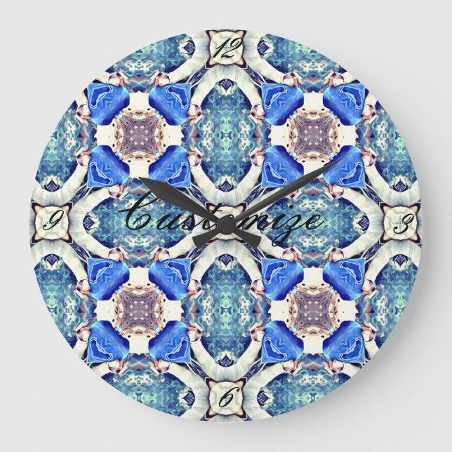 Blue Mandala Herz Thunder_Cove Große Wanduhr (Vorderseite)