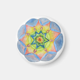 Blue mandala Kleines, 1¼ Zoll rundes Magnet