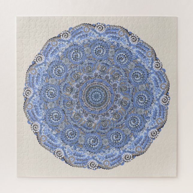 Blue Mandala mit Strandleben Puzzle (Vertikal)