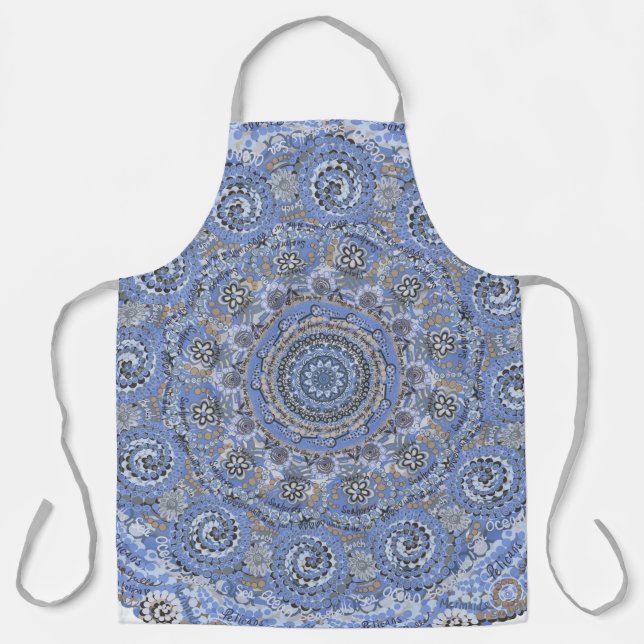 Blue Mandala mit Strandleben Schürze (Vorderseite)