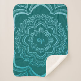 Blue Mandala on a Dark Green Background Sherpadecke