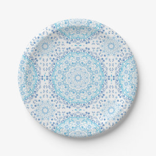 Blue Mandala Paper Plate Pappteller