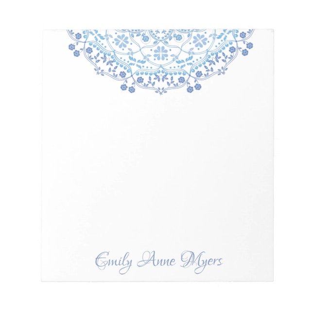 Blue Mandala Personalisiert Note Pad Notizblock (Vorderseite)