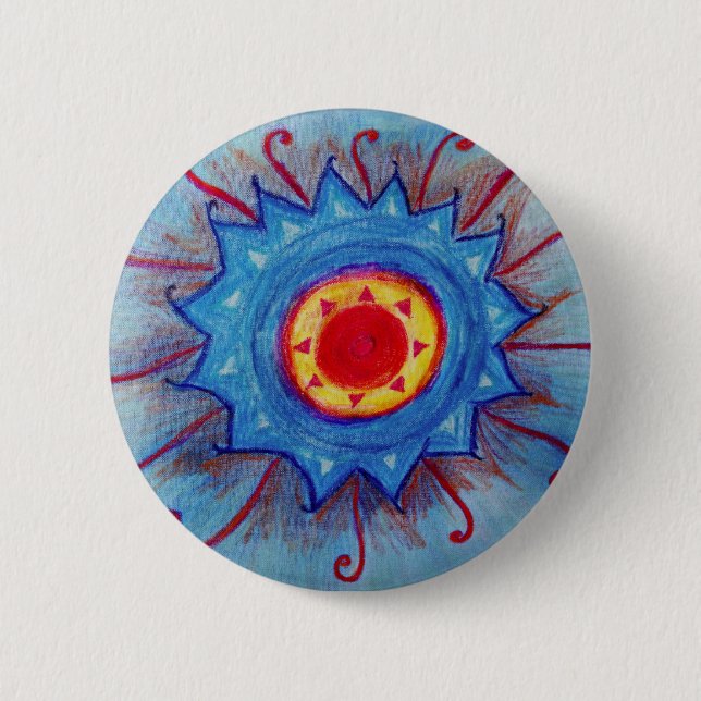 Blue Mandala Round Abzeichen Button (Vorderseite)