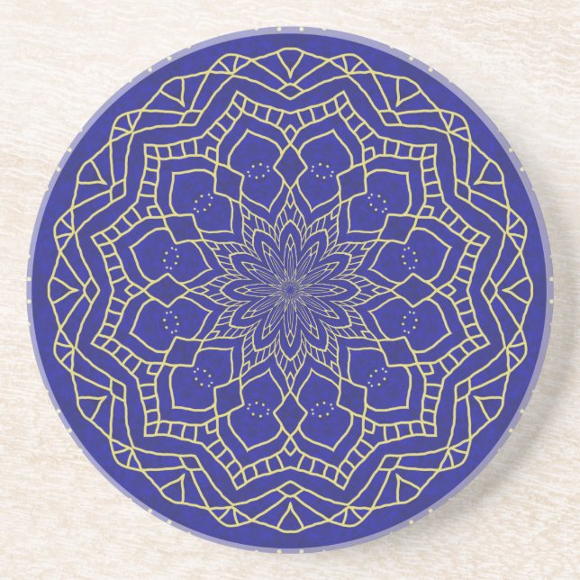 Blue Mandala Sandstein Untersetzer (Vorne)