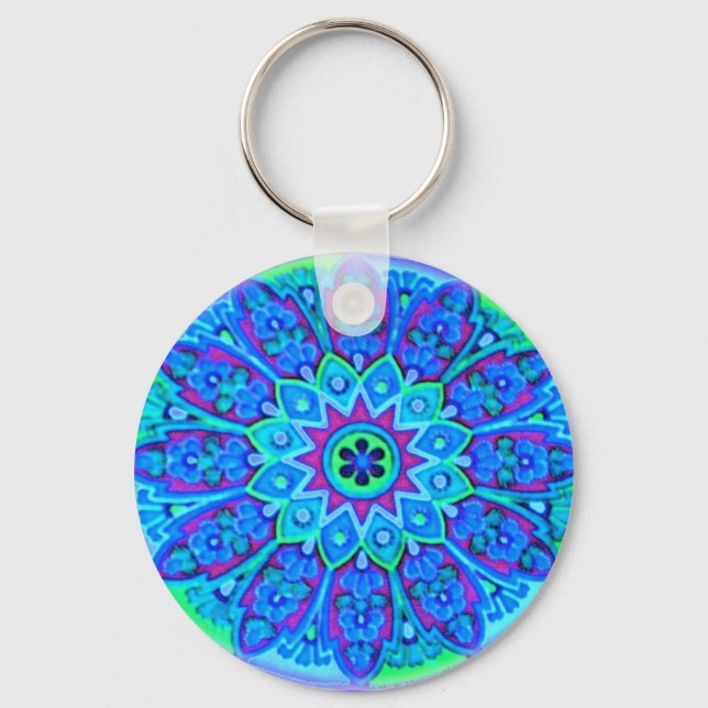 Blue Mandala Schlüsselanhänger (Vorderseite)