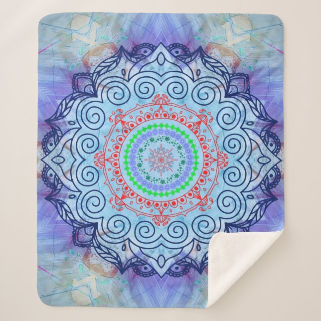 Blue Mándala Sherpadecke (Vorderseite)