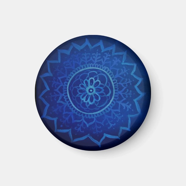 Blue mandala Small, 3,2 cm Round Magnet (Vorne)
