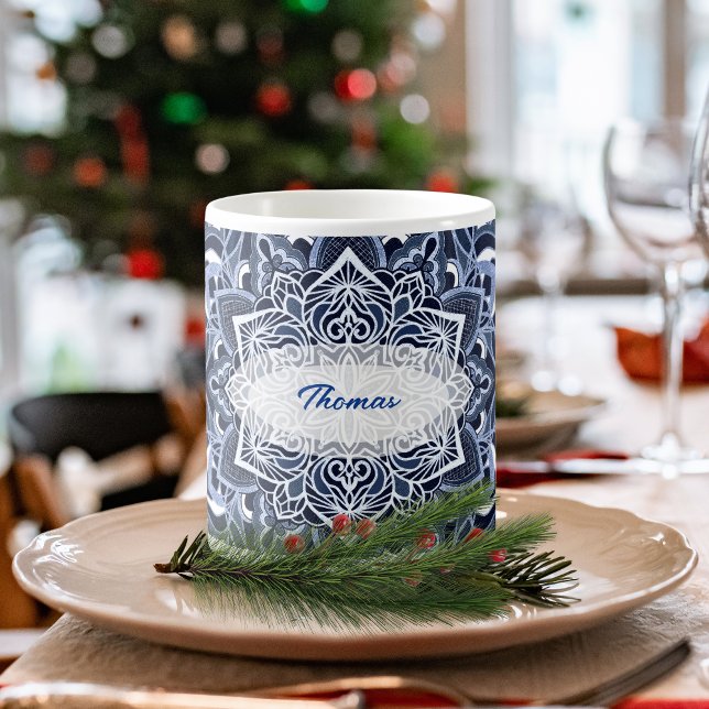 Blue Mandala Snowflake Tasse (Von Creator hochgeladen)